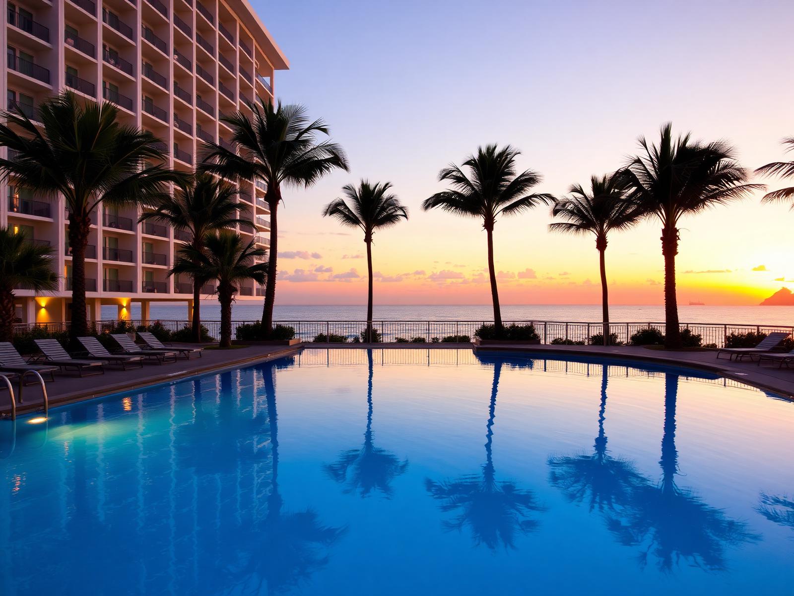 Piscina ao entardecer